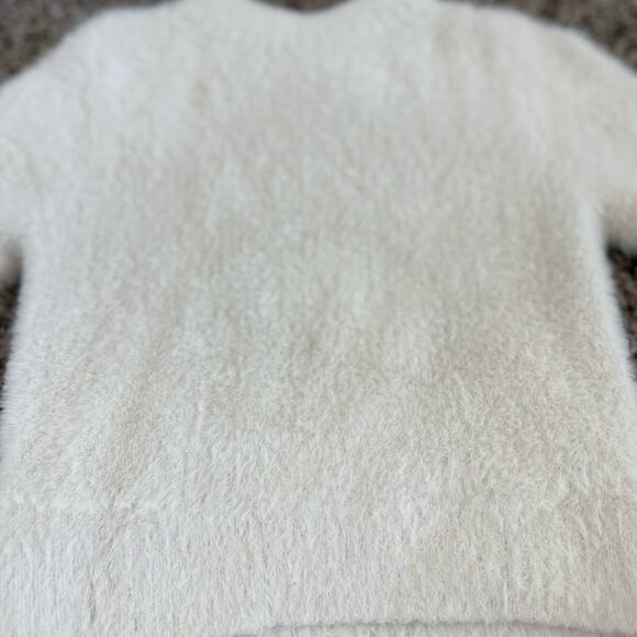 Girls White Fuzzy Knit Sweater Size 100 (3T–4T) Soft Cozy Pullover - Picture 3 of 5